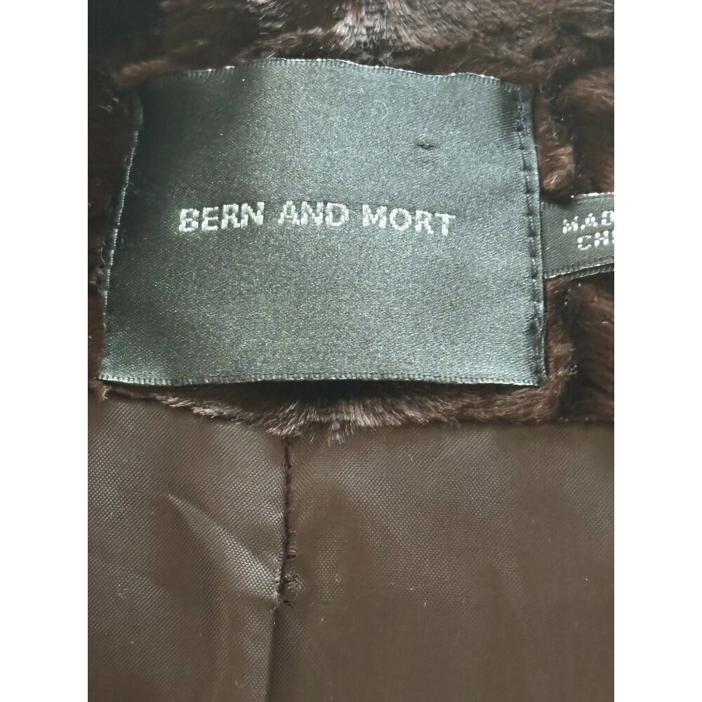 Bern & Mort Faux Fur Coat With Large Collar Pockets Luxurious Brown Small Ladies - Picture 9 of 12
